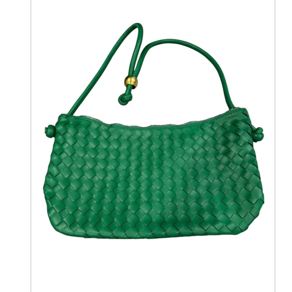 Women Woven Vegan Leather Hobo Bag Soft Underarm Bag